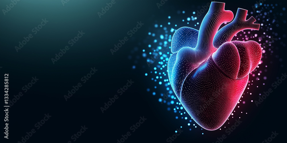 Aufkleber Plexus effect showing a beating heart on dark background