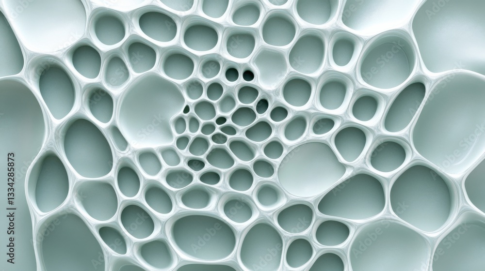 Poster intricate abstract network of organic cell-like structures in light color
