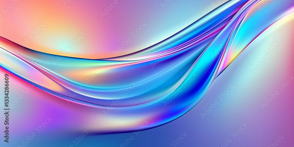 Aufkleber abstract holographic iridescent colorful fluid wave design background