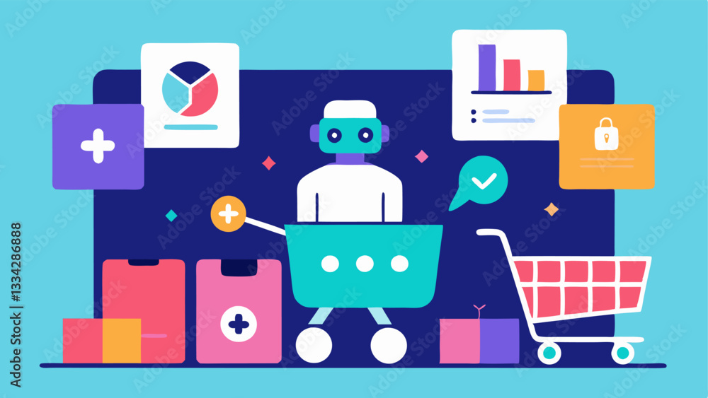 Poster ecommerce ai assistant an ai assistant interacting with digital shoppers on a website with shopping 