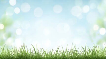 Obraz premium Spring Meadow: Fresh Green Grass Against a Bright, Bokeh Background