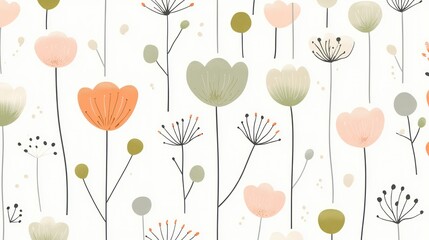 Fototapeta premium Delicate floral pattern on white background