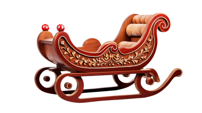 Ornate Wooden Christmas Sleigh Holiday Decoration - Powered by Adobe