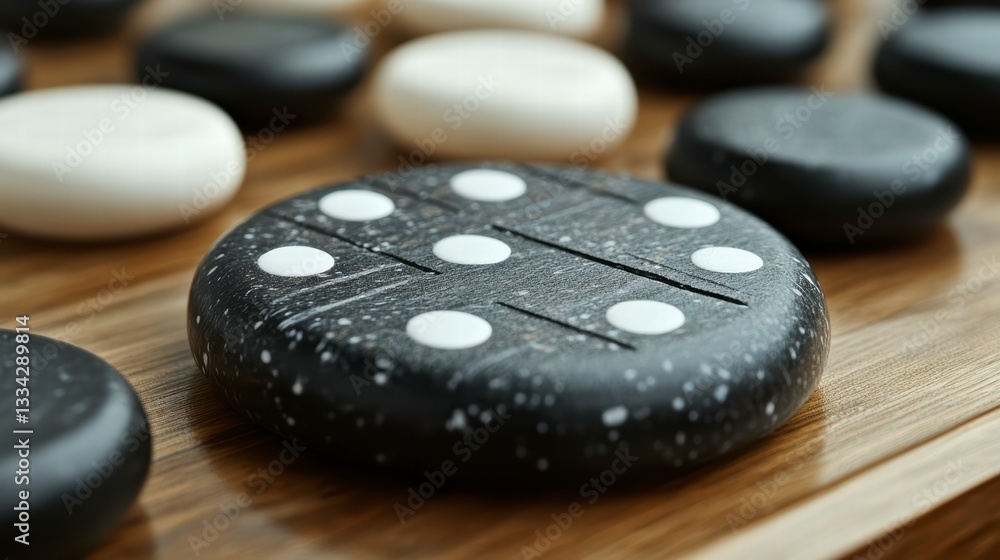 Aufkleber go game in focus: an intimate view of a go game, showcasing the contrast between the black and white