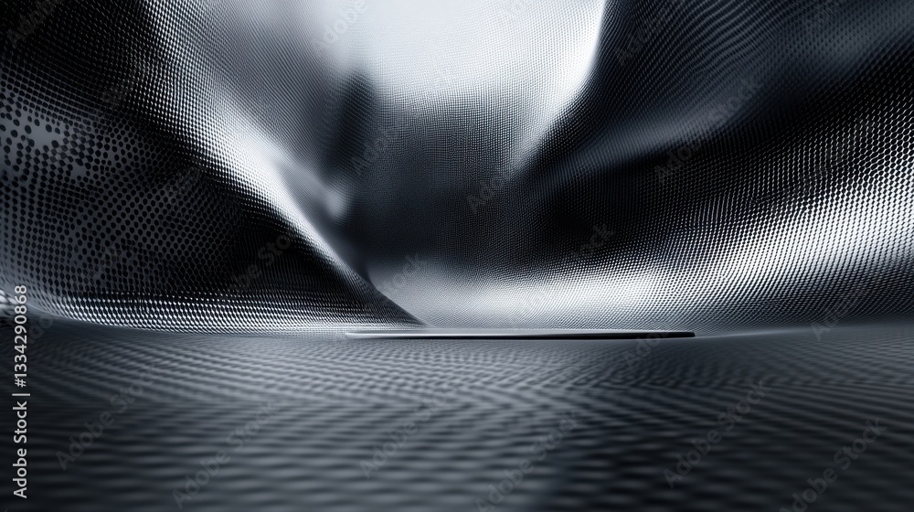 Poster metallic abstract background with texture and flowing shapes
