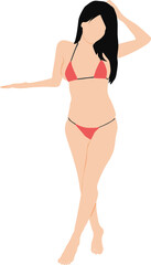 ポーズをとる水着を着た女性のイラスト