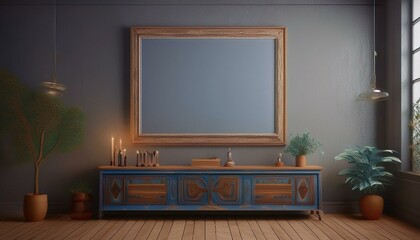 empty room with a picture frame