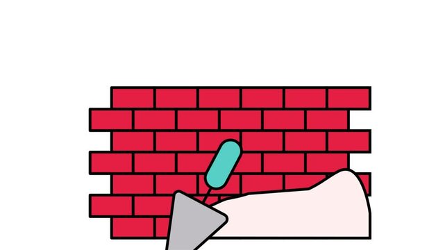 Manual cement plastering wall with Trowel animation, pargeting or ard wall plaster animated video, Handyman Services Clip, House Repairing footage Civil Engineering Building Contractor motion graphics