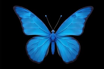 Blue butterfly on black background