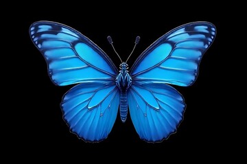 Blue butterfly on black background