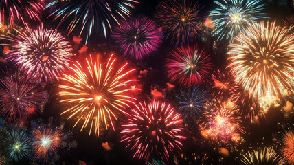 Fototapeta premium Fireworks illuminate the night. 4th of july concept image.