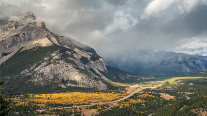 Looking over the Trans Canada Highway in the Banff National Park - taken from Tunnel Mountain