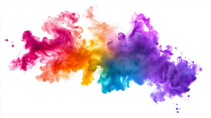 Fototapeta premium Vibrant colorful ink swirling in water, blending shades of blue, purple, and orange on a white background. A dynamic abstract composition perfect for creative and artistic designs.