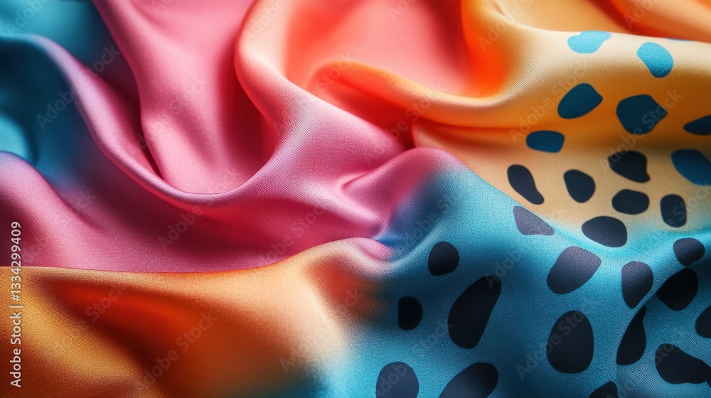 Aufkleber vibrant colorful satin fabric with abstract patterns and textures