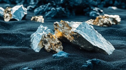 Shiny minerals symbolize rare earth elements deal, highlighting their economic and technological significance.