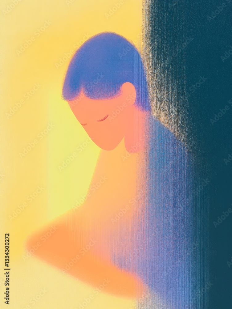 Aufkleber soft abstract background with a thoughtful figure reflecting inner emotions and calmness