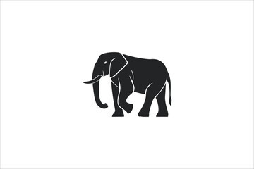 walking elephant side view outline - wild animal black and elephant silhouette design.	