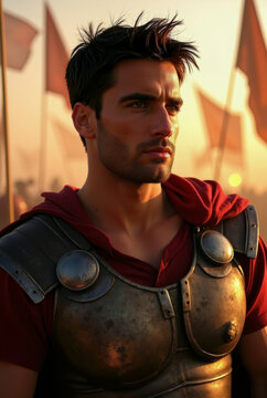 Determined Roman Soldier at Sunset &ndash; Ancient Warrior
