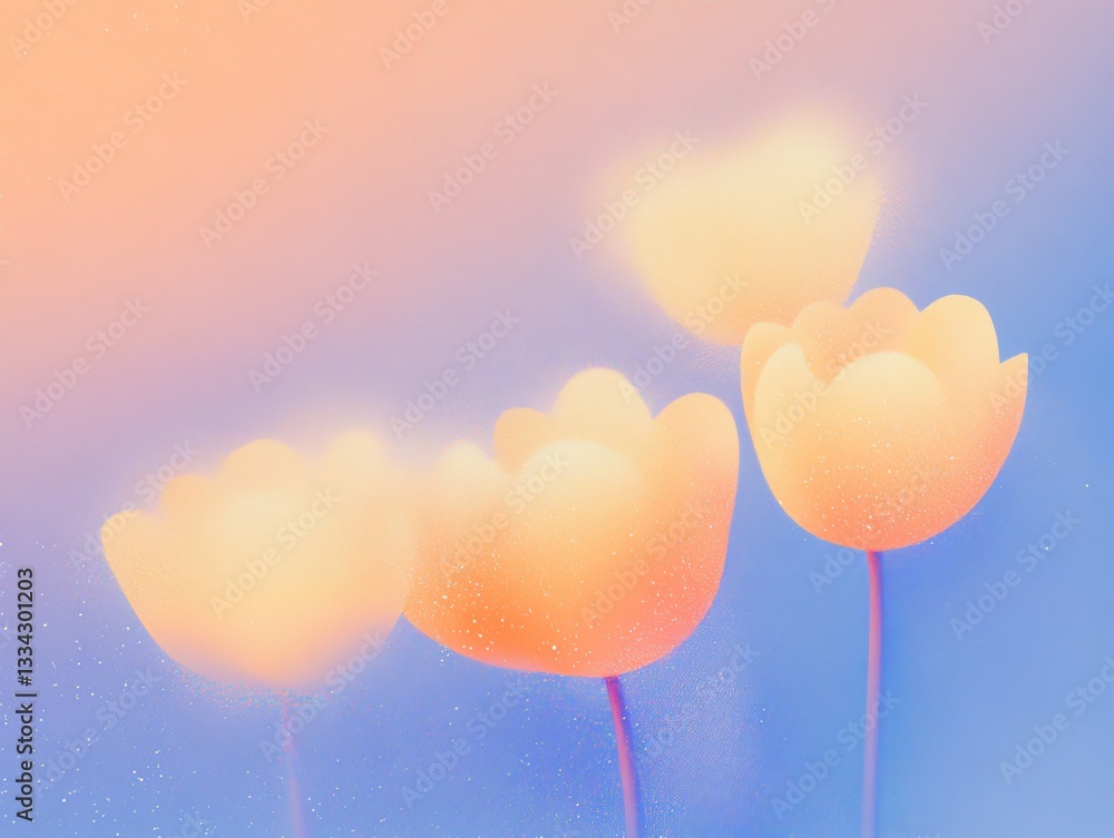 Poster soft pastel flowers create a dreamy abstract background full of light and color in a serene artistic