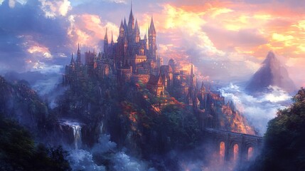 Enchanting Fantasy Style Anime Landscape with Eropa Castle