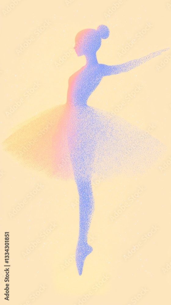 Poster ballet dancer silhouette in soft pastel abstraction creating an elegant background environment