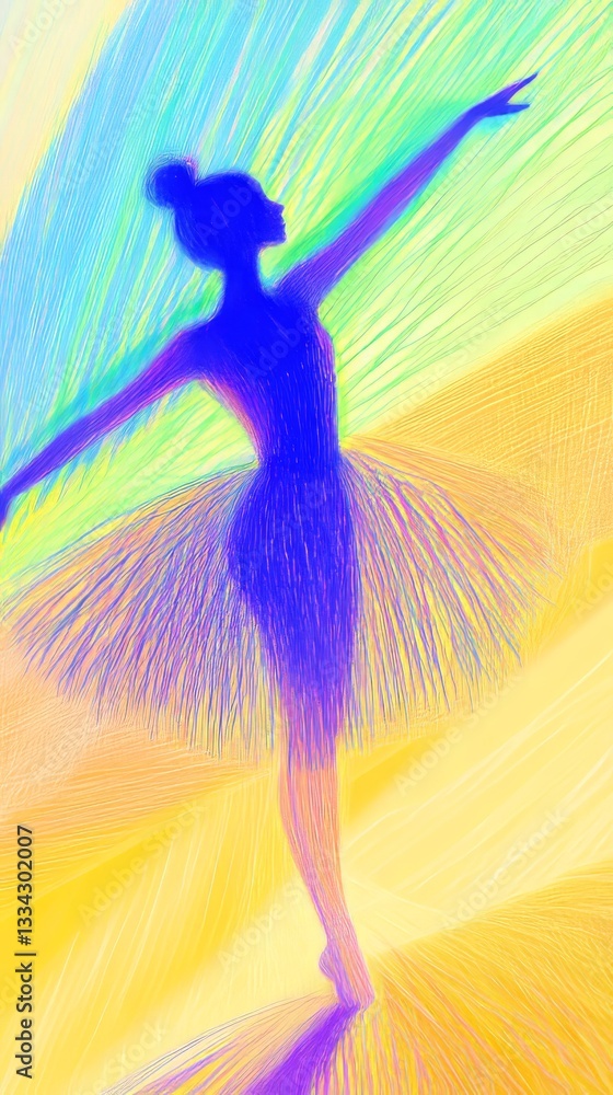 Aufkleber elegant ballet dancer in abstract style with vibrant colors and soft pastel background during perfor