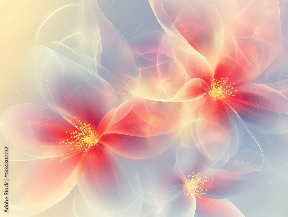 Poster soft and elegant abstract floral design with warm hues and gentle illumination for a serene backgrou