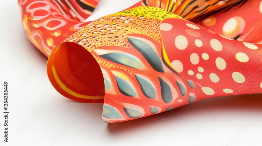 Poster vivid abstract patterns on vibrant red textiles for creative projects