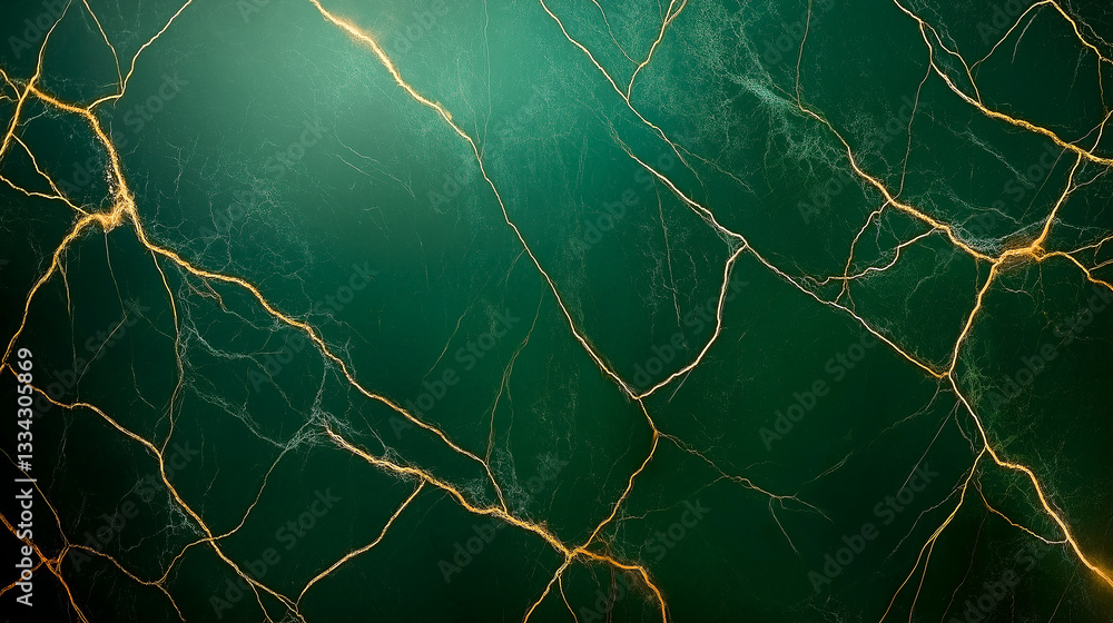 Poster green marble background with golden veins creating a luxurious texture
