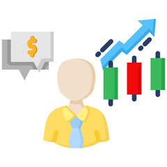 Broker icon in Flat Color Style. Simple Vector Design. Simple Vector Flat Icon