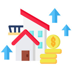 Home Equity icon in Flat Color Style. Simple Vector Design. Simple Vector Flat Icon