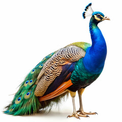 Obraz premium indian peafowl on white background