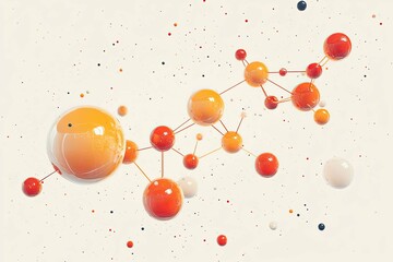 Abstract depiction of molecular structure with interconnected colorful spheres
