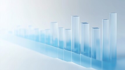 Abstract 3D glass graph with frost texture symbolizing financial growth, minimalistic design.