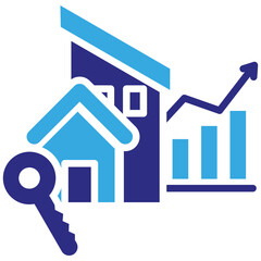 Rent Growth icon in Glyph Dual Color Style. Simple Vector Design. Simple Vector Glyph Icon