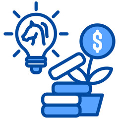 Investment Strategy icon in Blue Color Style. Simple Vector Design. Simple Vector Flat Icon