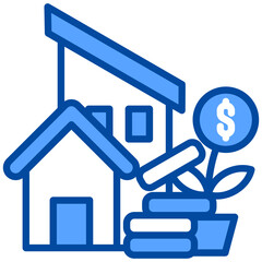 Property Investment icon in Blue Color Style. Simple Vector Design. Simple Vector Flat Icon