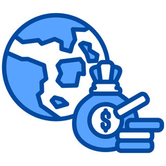 Economy icon in Blue Color Style. Simple Vector Design. Simple Vector Flat Icon
