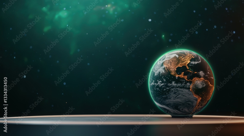 Poster weather report forecast concept, futuristic holographic earth projection with dynamic weather foreca