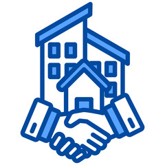 Property Acquisition icon in Blue Color Style. Simple Vector Design. Simple Vector Flat Icon