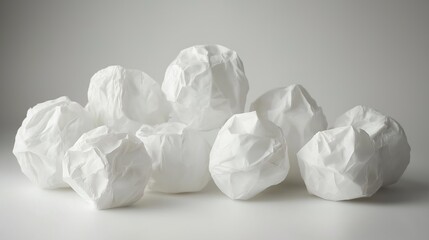 Crumpled paper balls forming a creative sculpture, symbolizing teamwork and innovation
