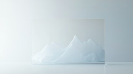 Abstract 3D glass graph with frost texture symbolizing financial growth, minimalistic design.