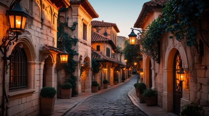 Obraz premium A serene and historic European old town