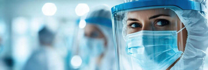 Doctors wearing face mask and face shield during coronavirus pandemic