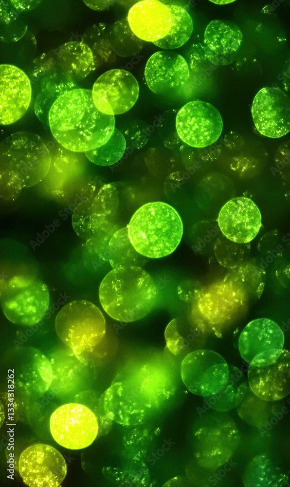Poster Green and yellow bokeh circles creating stunning abstract light effect