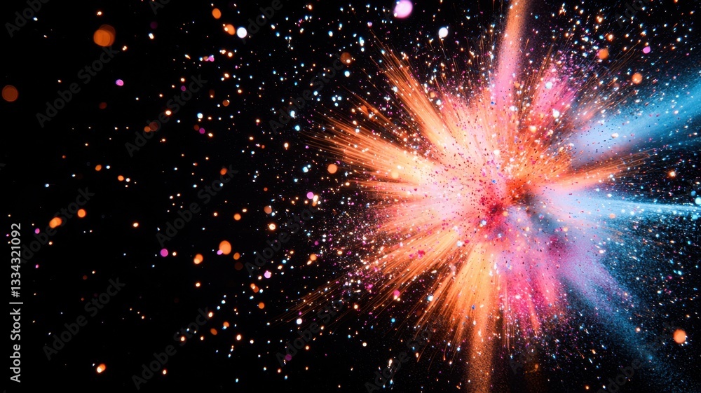 Aufkleber colorful powder paint holi speed exploding on a black background, creating a vibrant and dynamic abs