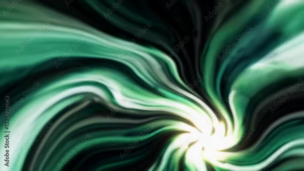 Poster Abstract green and white swirling vortex with glowing center, dynamic motion concept