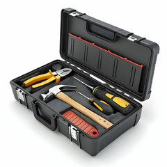 toolbox with tools on white background isolated 3d