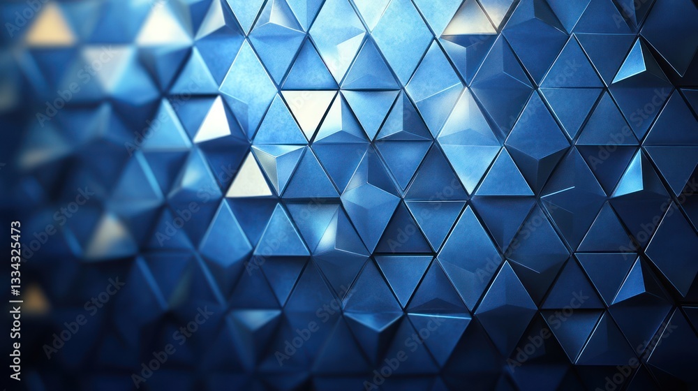 Poster abstract blue metallic triangle pattern background.