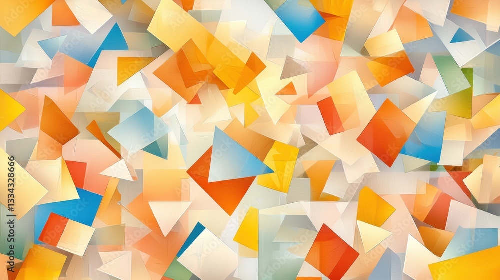 Aufkleber a vibrant abstract composition of overlapping triangles in various colors and sizes.